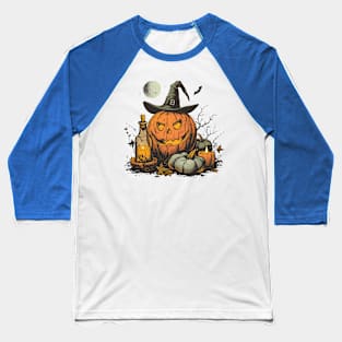 Vintage Halloween Pumpkin Bats Funny Retro Super Cool Best Gift Baseball T-Shirt